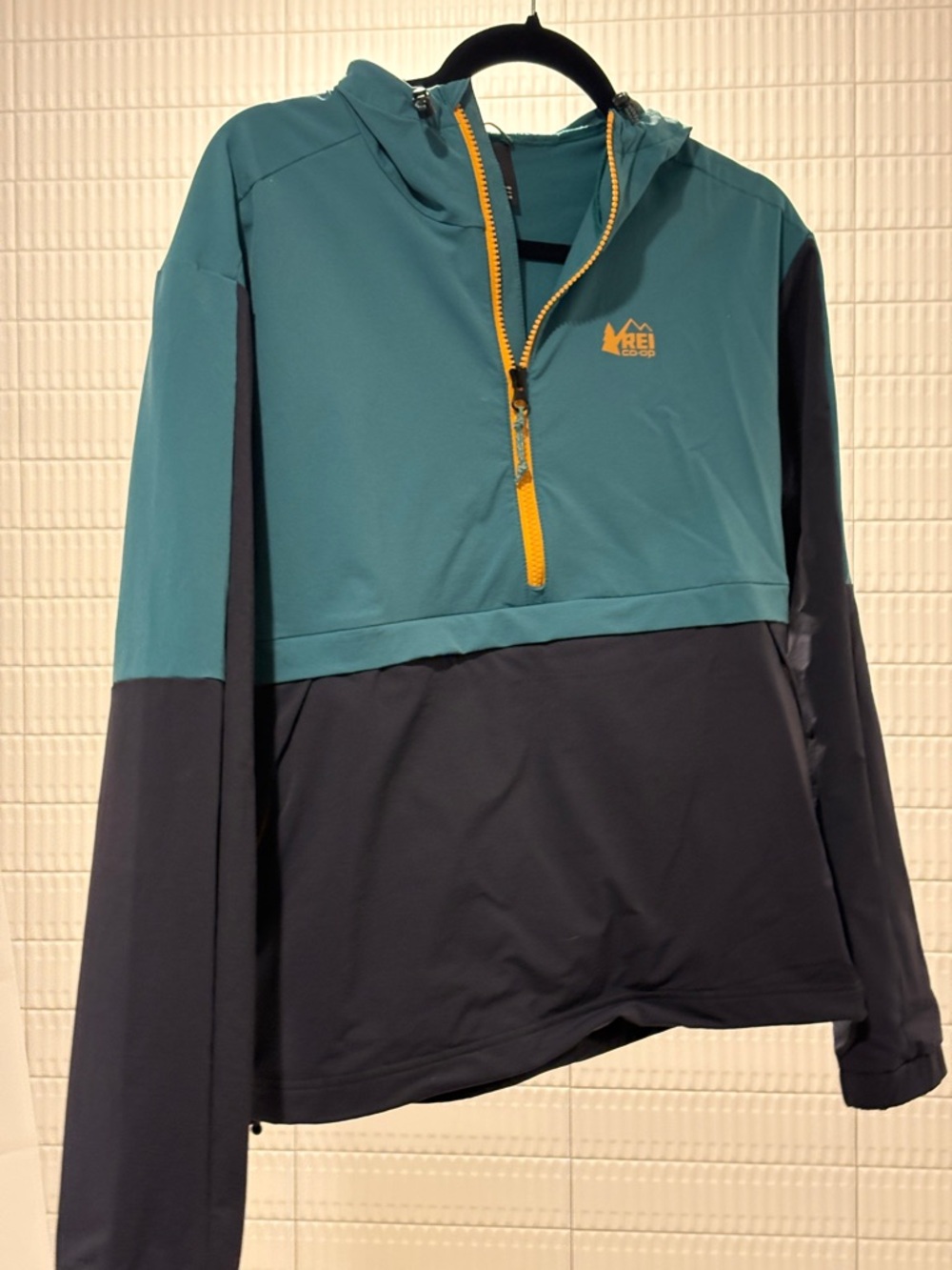 REI Co-op Teal and Navy Half-Zip Hooded Anorak, Size S